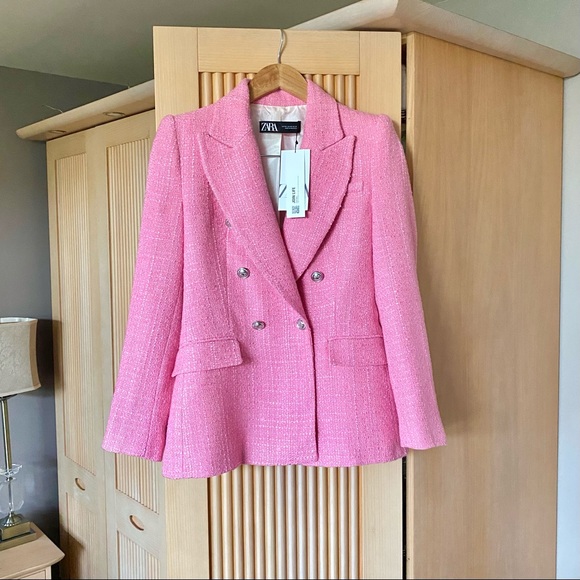 Zara pink tweed double breasted blazer barbie - Picture 8 of 13